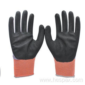 Hespax Cheap Anti-oil Sandy Nitrile Construction Hand Glove